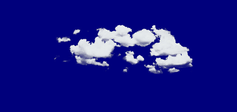 A single isolated white fluffy cloud floating against a deep blue sky background.