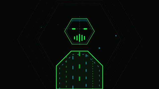 Minimalist Biomechanical Hive Hexagonal AI Virtual Assistant Hologram Profile Avatar Outline Animation