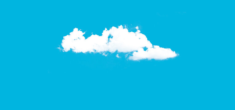 A single isolated white fluffy cloud floating in a bright blue summer sky.