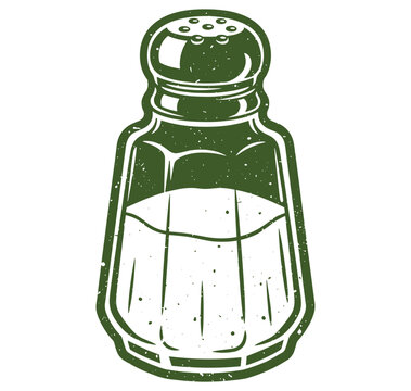 Green illustration of a salt shaker with lid on transparent background