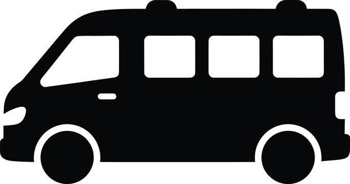 Silhouette vector minibus icon for public transport travel road design