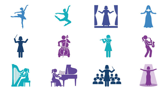 Artistic Performance Icons: Dance, Music, Opera, and Stage Arts Set