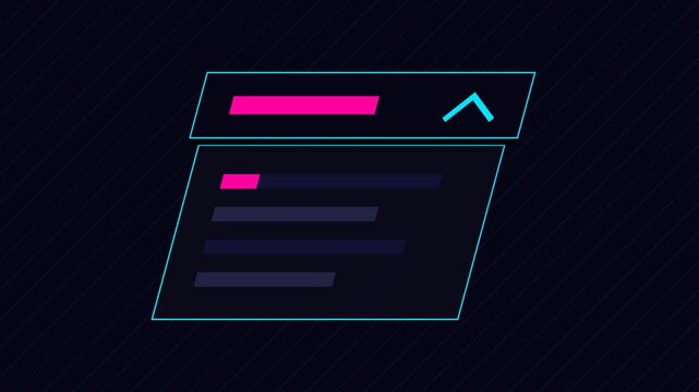 Minimalist Neon Cyber Matrix Parallelogram Dropdown Menu Chevron Flipping UI Outline Animation