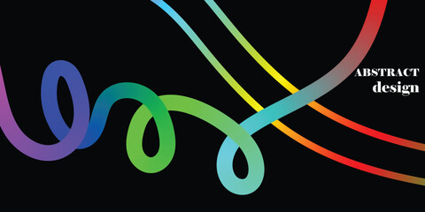Abstract Colorful Neon Circle Wave Background with Glowing Green Spiral Lines on Black Futuristic Vector Illustration Wallpaper Design © Itz