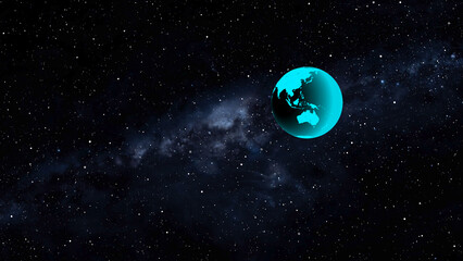 Earth in starry night sky represents global planet logistics. Earth in starry night sky for international network communication. Earth in starry night sky background for world. © Shape Motion