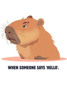 Funny Capybara Meme Illustration - Introvert Social Anxiety Quote Graphic - Unamused Capybara Vector Character - Cute Animal Meme for T-Shirts and Merch