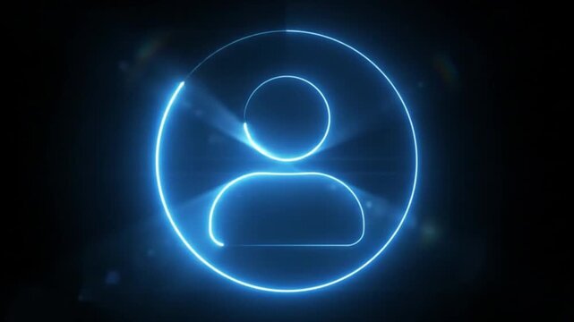 Abstract glowing blue neon user profile shape