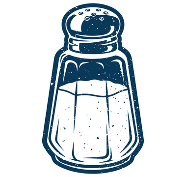 Vintage salt shaker with a distressed design and transparent background
