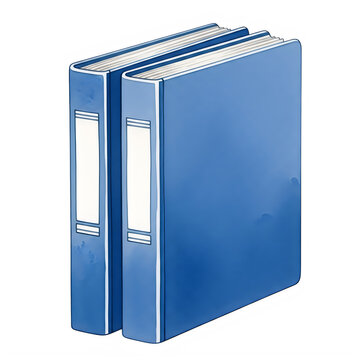 Set of blue expanding file folders with metal tabs and labels
