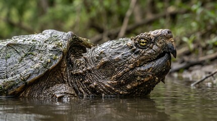Fototapeta premium close up portrait alligator snapping turtle