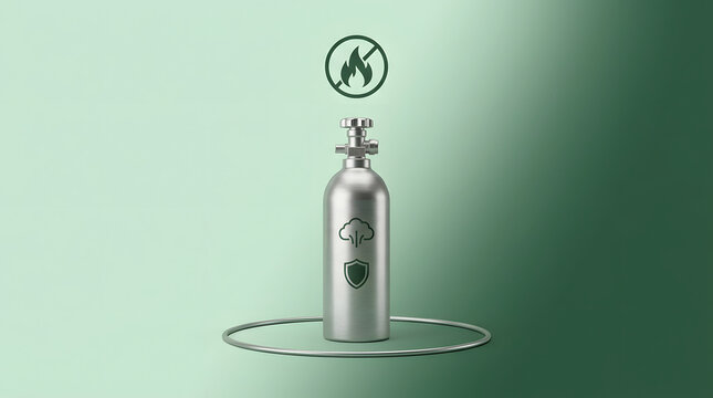 Gas cylinder, oxygen tank and compressed air for industrial safety, medical storage and clean energy. Metal canister, pressure valve and protection icons for hospital care, supply and factory fuel