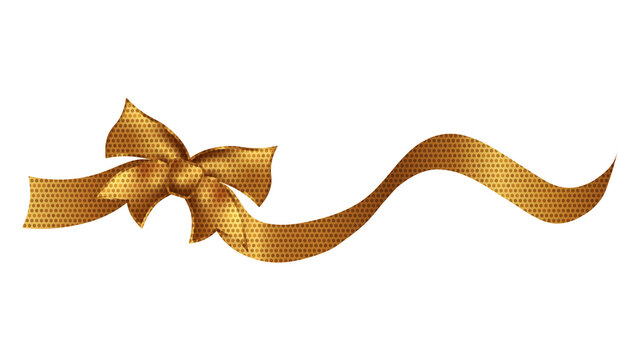 Decorative golden bow with ribbon isolated on transparent background. holiday decoration. for dark and light color background. realistic gold shiny nice effect ribbon illustration PNG 