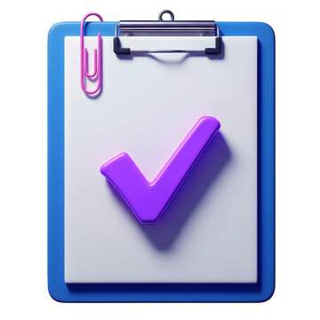 Clipboard with purple checkmark icon indicating approval or confirmation