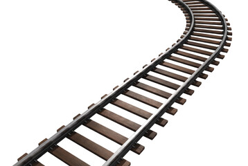 Curving Railroad Tracks with Wooden Sleepers © Nadira