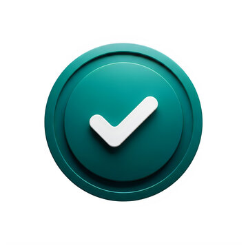 Sleek teal circular button with white checkmark icon