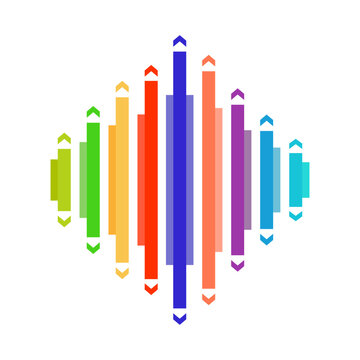 Abstract colorful sound wave equalizer bars isolated on a white background for music and audio technology concepts