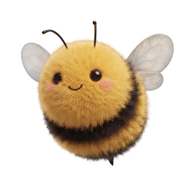 Adorable round honey bee character rendered in cute 3d style