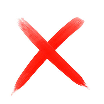 Sharp cross X mark marker illustration features hand drawn narrow brush stroke cancel element. Rejected wrong symbol sign isolated on transparent background for sticker clip art.