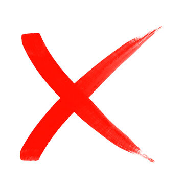 Thick cross X mark marker illustration displays hand drawn calligraphic brush stroke cancel element. Rejected wrong sign isolated on transparent background for sticker clip art.