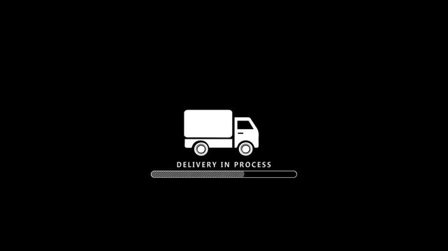 Animated delivery truck loading progress bar shipping, logistics, courier tracking, transportation, parcel delivery. ecommerce, warehouse systems, business presentations, mobile applications logistics