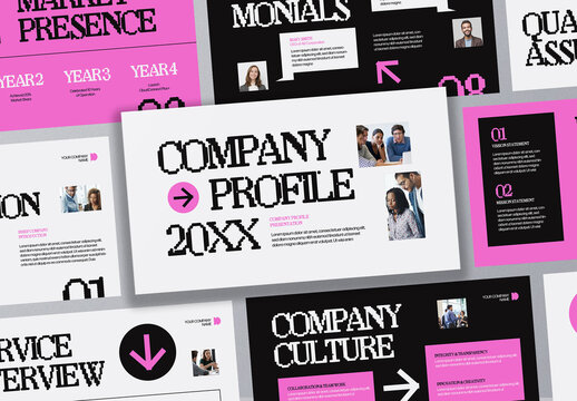 Black Bold Pixelated Company Profile Presentation