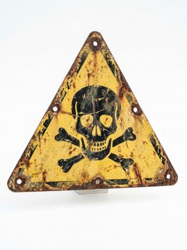 Vintage Rusty Skull and Crossbones Poison Warning Sign.