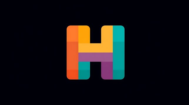 Abstract H letter logo design with vibrant geometric color blocks. Ideal for creative branding, startup tech, and.