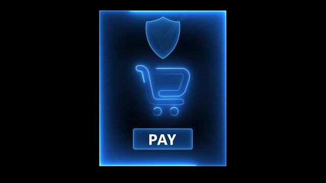Mobile payment security concept on the transparent background. with secure checkout icon and green pay button during online shopping, highlighting ecommerce transaction and financial safety. HD video