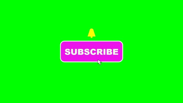 Dynamic green screen with pink subscribe button animation for video CTA.