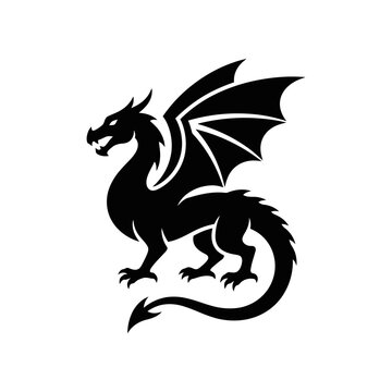 Standing winged dragon silhouette.