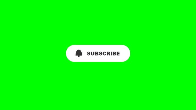 Animated Subscribe Button On Bright Green Screen Sequence.