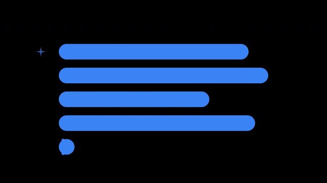 AI writing generating text lines with a blinking caret, signal blue transparent overlay, seamless loop animation