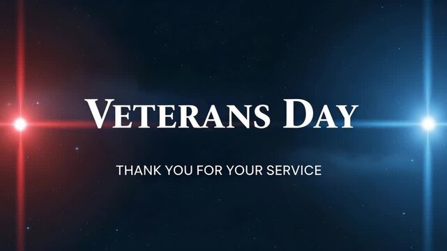 Veterans day tribute motion background, with red and, blue lens flare 4K Ai HD high quality video.