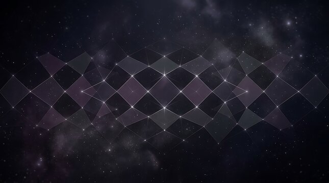 Abstract Geometric Pattern with Sparkling Stars on a Nebula Background