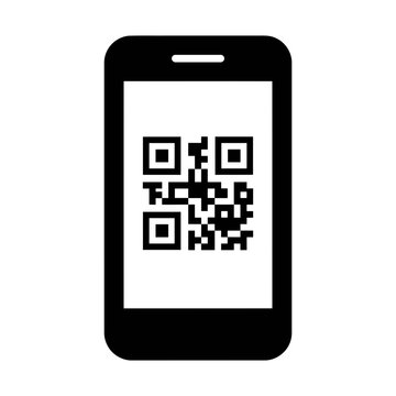 qr code on smartphone glyph icon