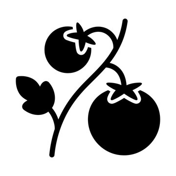 ripening tomato on vine glyph icon
