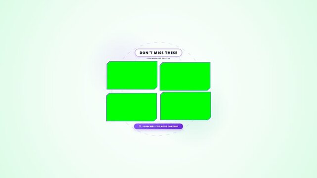 Motion graphic green screen grid layout with purple accents