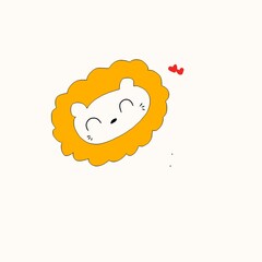 Aesthetic simple hand drawn cute lion sticker. Minimalist cartoon yellow safari animal icon isolated for planner, journal, nursery decor, and design asset. © aisyah