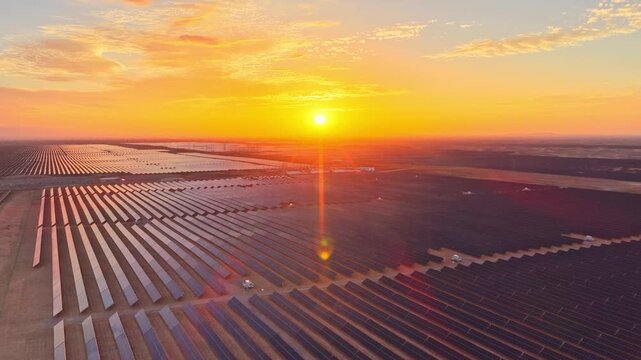 Energy storage station at sunset, new energy, shared power energy, solar photovoltaic power plant
