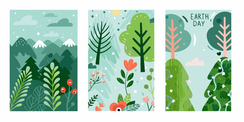 Floral ornament and coniferous tree vector illustration with a light blue background © gita