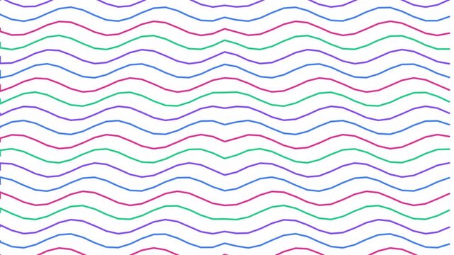 Rhythmic abstract wavy lines moving across a white background