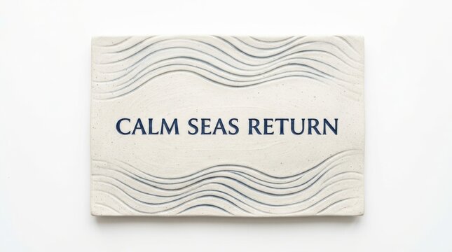 Calm Seas Return text design with wave lines