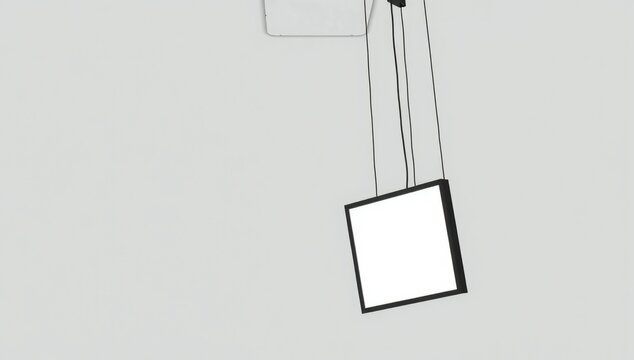 Empty picture frame hanging on wall ready for custom artwork. Minimalist blank canvas mockup for gallery display or home decor.