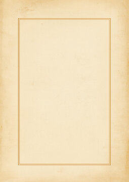 Vintage Paper Frame Texture - Antique Parchment Document Border Vector Art Graphic, Retro Certificate Background Template with Clean Thin Geometric Line Box for Journaling and Scrapbooking
