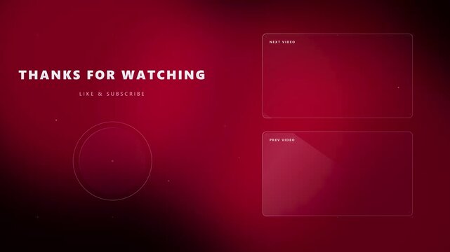You tube end screen template with thanks for watching text and social media call to action