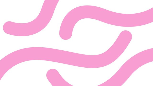 Animated pink decorative wavy lines is drawn. Linear background. Looped video. Vector illustration isolated on white background.