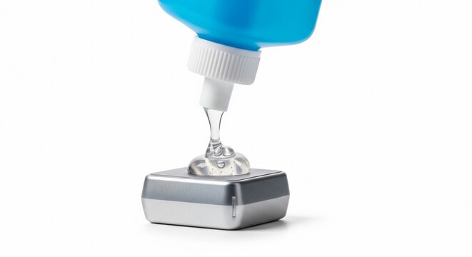Medical ultrasound gel being applied to transducer for diagnostic imaging procedure