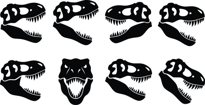 Dinosaur Teeth Icon Silhouette Bundle -  Black T-Rex Fang Vector Illustrations Jurassic Design