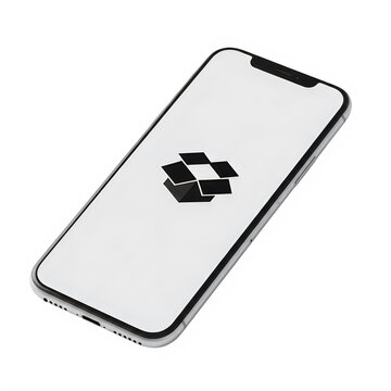 Smartphone Displaying Dropbox Logo on White Screen mobile phone cell phone