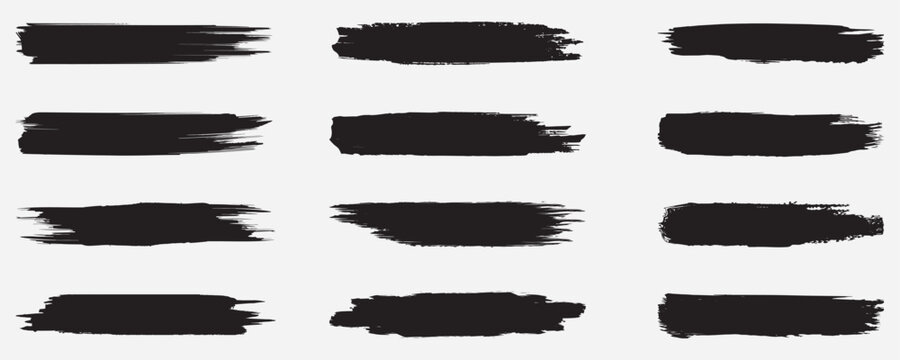 Brush strokes vector. Paint ink, brush strokes, brushes, lines, frames. Brush line set. vector illustration